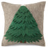 Handmade Christmas Pillow in Hand Felted Wool - Green Tree on Gray - 20" - ARCADIA HOME